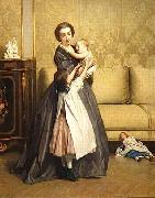 Gustave Leonard de Jonghe Jeune mere et ses enfants dans un salon oil painting picture wholesale